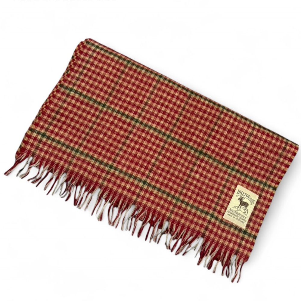Vintage Hilltop Ballindalloch Cashmere Wool Blend Plaid Scarf Made in Scotland